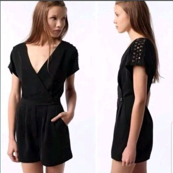 Silence + Noise black romper women’s medium studded romper - Picture 1 of 4